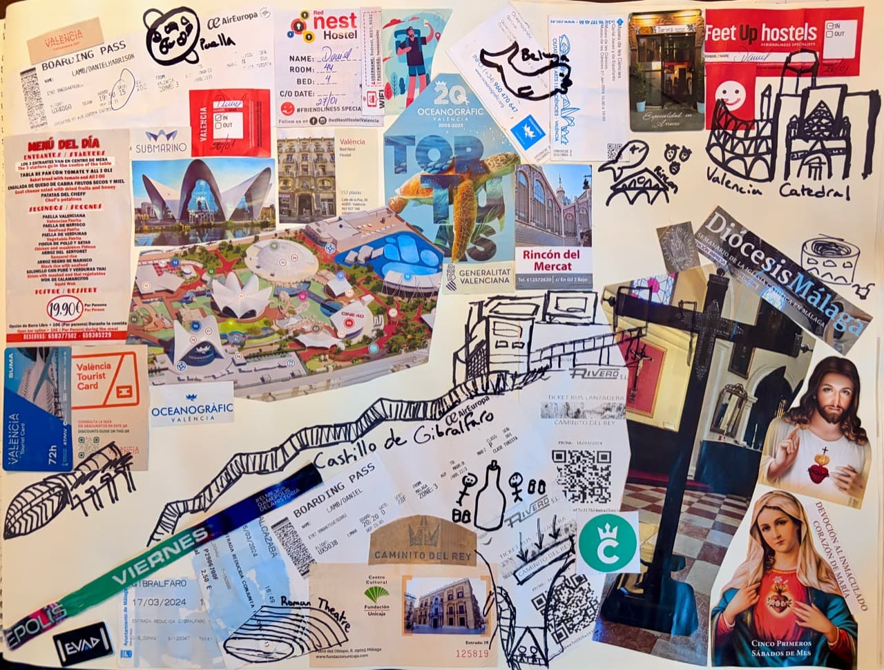Valencia, Malaga scrapbook collage